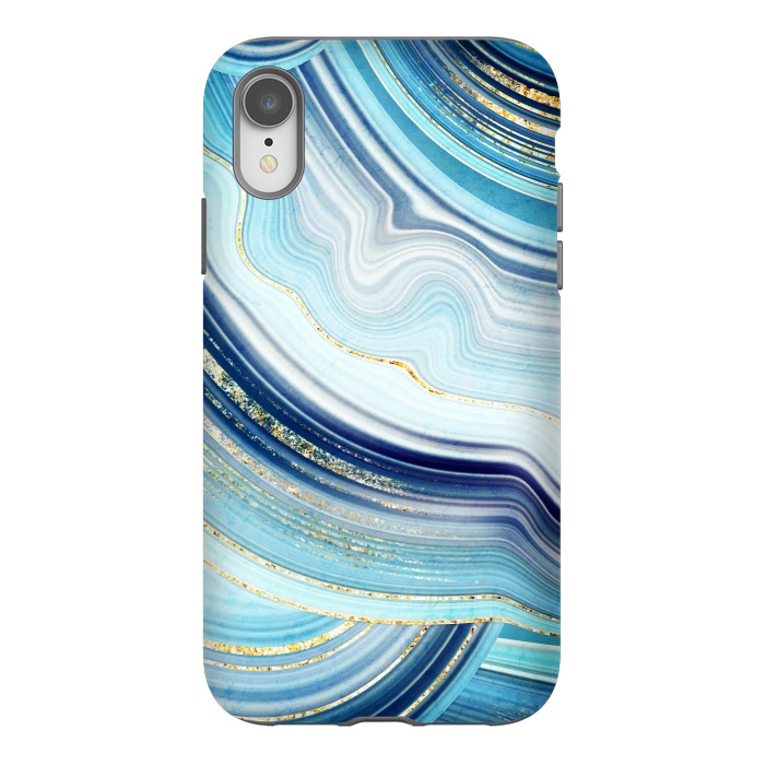iPhone Xr StrongFit Marble Design with gold veins, painted artificial marbled by ArtsCase