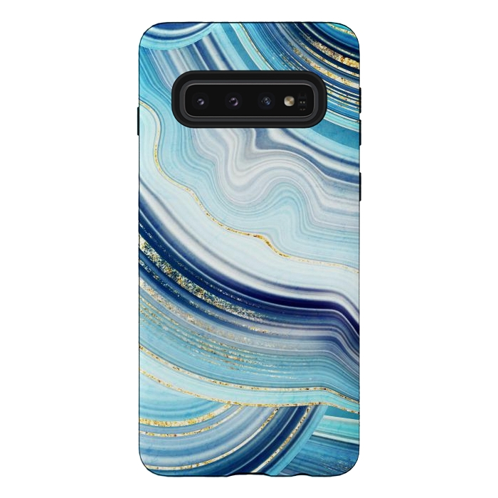 Galaxy S10 StrongFit Marble Design with gold veins, painted artificial marbled by ArtsCase