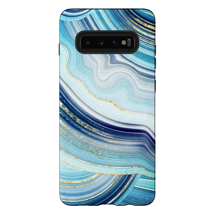 Galaxy S10 plus StrongFit Marble Design with gold veins, painted artificial marbled by ArtsCase