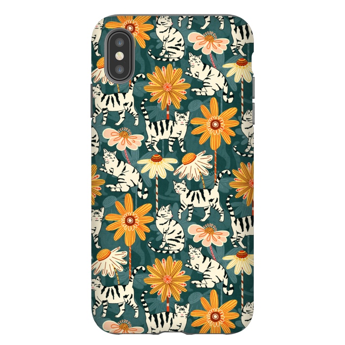 iPhone Xs Max StrongFit Daisy Cats - Teal by Tigatiga