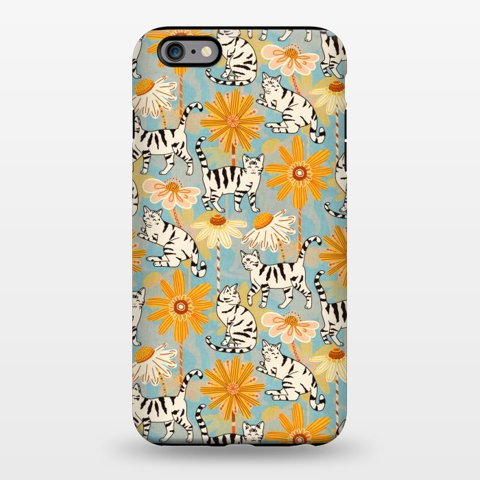 iPhone 6/6s plus StrongFit Daisy Cats - Baby Blue  by Tigatiga
