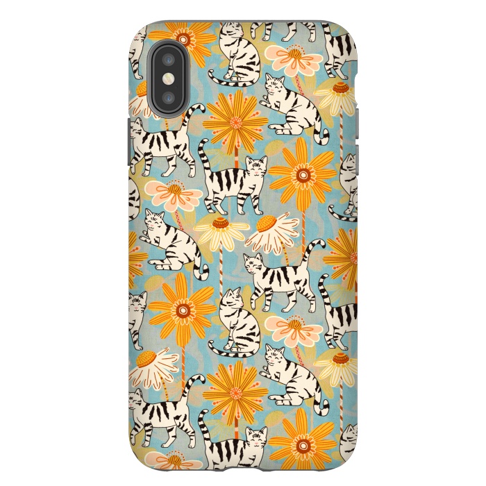 iPhone Xs Max StrongFit Daisy Cats - Baby Blue  by Tigatiga