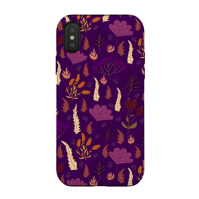 iPhone Xs / X StrongFit purple autumn flowers fall from the sky by ArtsCase