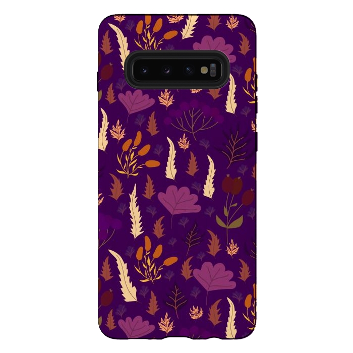 Galaxy S10 plus StrongFit purple autumn flowers fall from the sky by ArtsCase