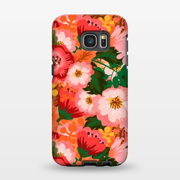 Galaxy S7 EDGE StrongFit Bouquet of flowers in pom poms and dahlias by ArtsCase