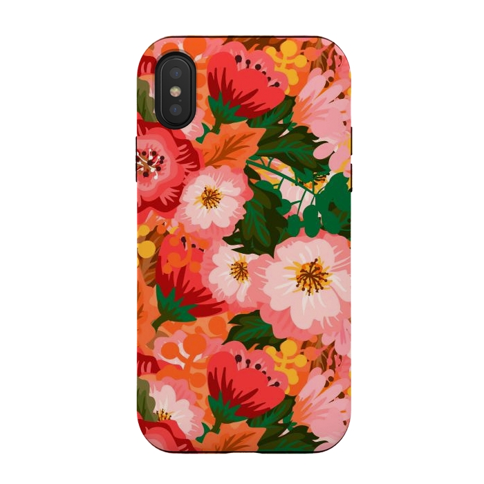 iPhone Xs / X StrongFit Bouquet of flowers in pom poms and dahlias by ArtsCase