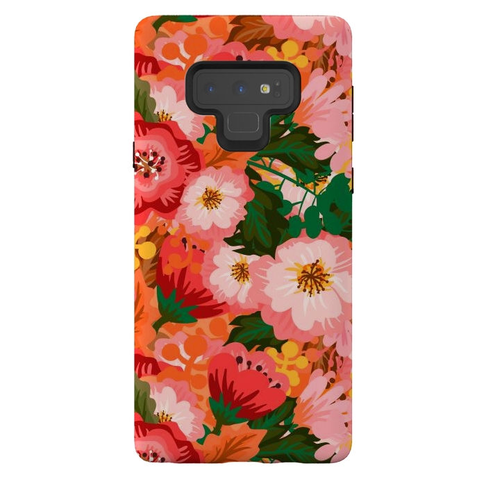 Galaxy Note 9 StrongFit Bouquet of flowers in pom poms and dahlias by ArtsCase