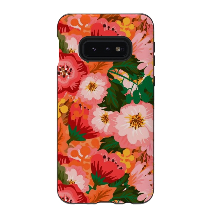 Galaxy S10e StrongFit Bouquet of flowers in pom poms and dahlias by ArtsCase