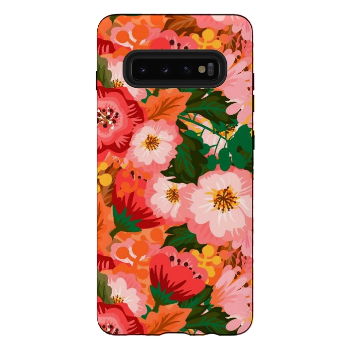 Galaxy S10 plus StrongFit Bouquet of flowers in pom poms and dahlias by ArtsCase