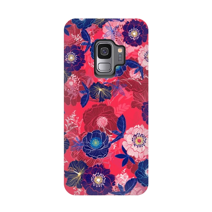 Galaxy S9 StrongFit Country Flowers in Red Sky by ArtsCase