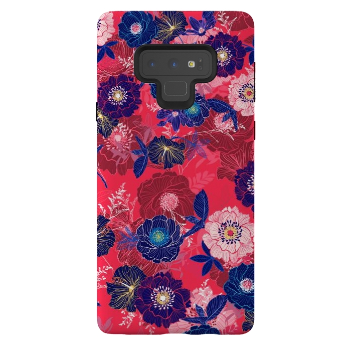 Galaxy Note 9 StrongFit Country Flowers in Red Sky by ArtsCase