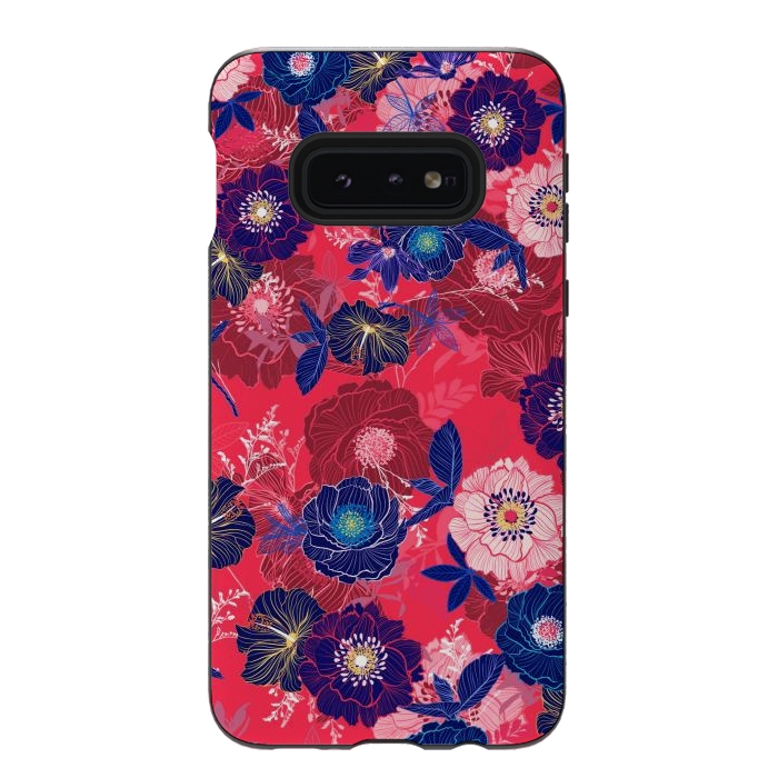 Galaxy S10e StrongFit Country Flowers in Red Sky by ArtsCase