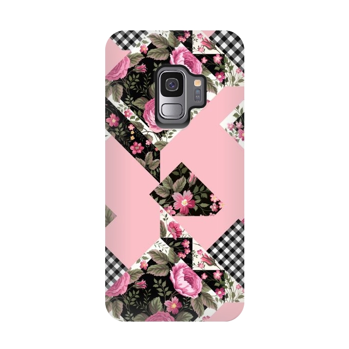 Galaxy S9 StrongFit elegant roses with pink background by ArtsCase