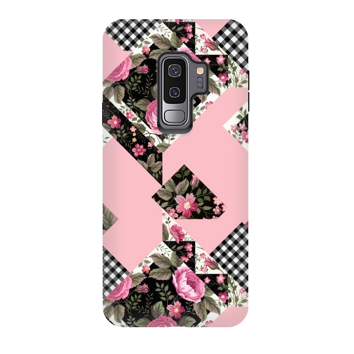 Galaxy S9 plus StrongFit elegant roses with pink background by ArtsCase