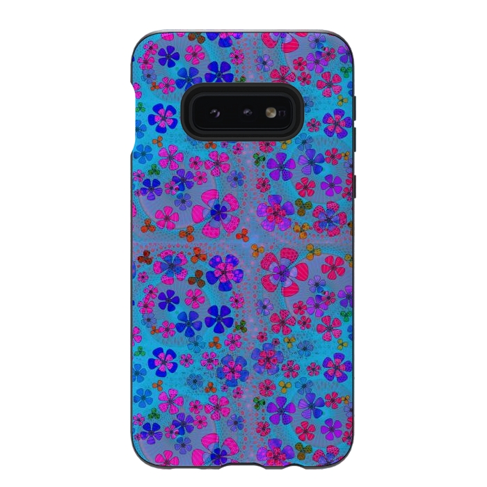 Galaxy S10e StrongFit psychedelic flowers in summer by ArtsCase