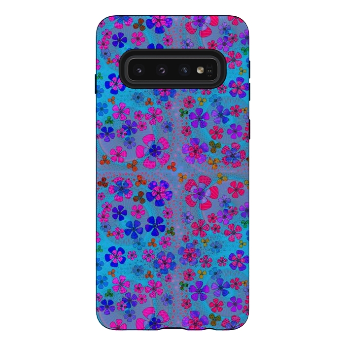 Galaxy S10 StrongFit psychedelic flowers in summer by ArtsCase