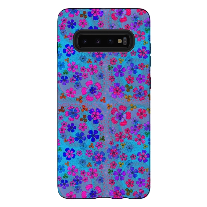 Galaxy S10 plus StrongFit psychedelic flowers in summer by ArtsCase