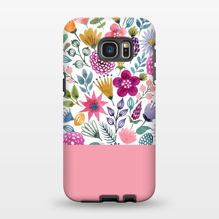 Galaxy S7 EDGE StrongFit watercolor flowers for summer by ArtsCase