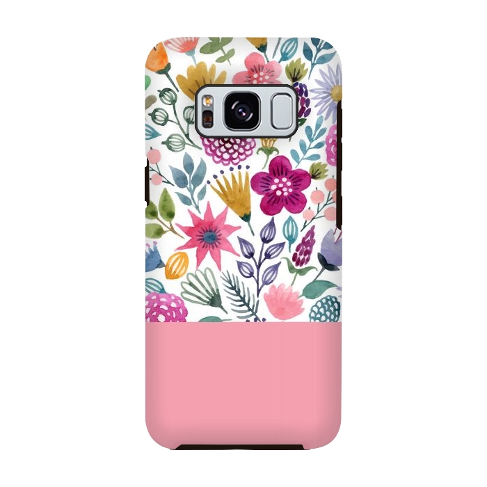 Galaxy S8 StrongFit watercolor flowers for summer by ArtsCase