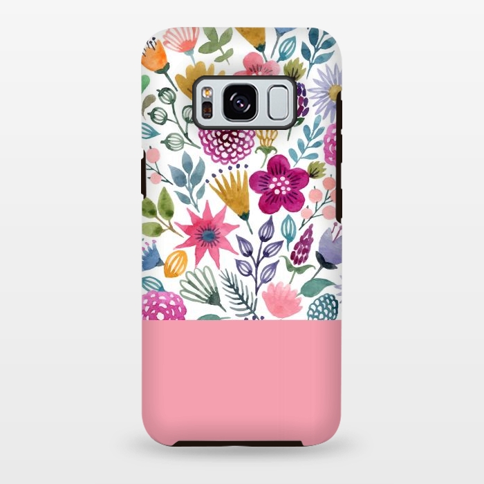 Galaxy S8 plus StrongFit watercolor flowers for summer by ArtsCase