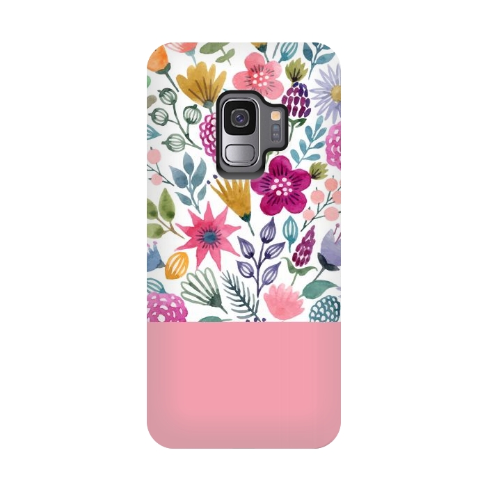 Galaxy S9 StrongFit watercolor flowers for summer by ArtsCase