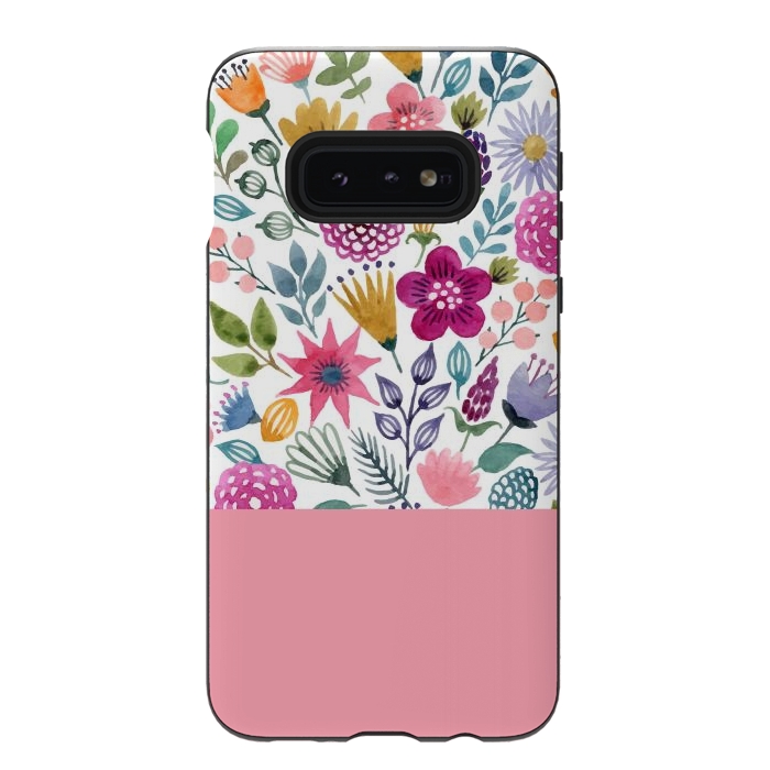 Galaxy S10e StrongFit watercolor flowers for summer by ArtsCase