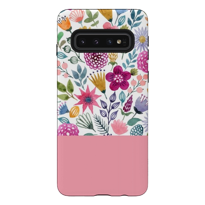 Galaxy S10 StrongFit watercolor flowers for summer by ArtsCase