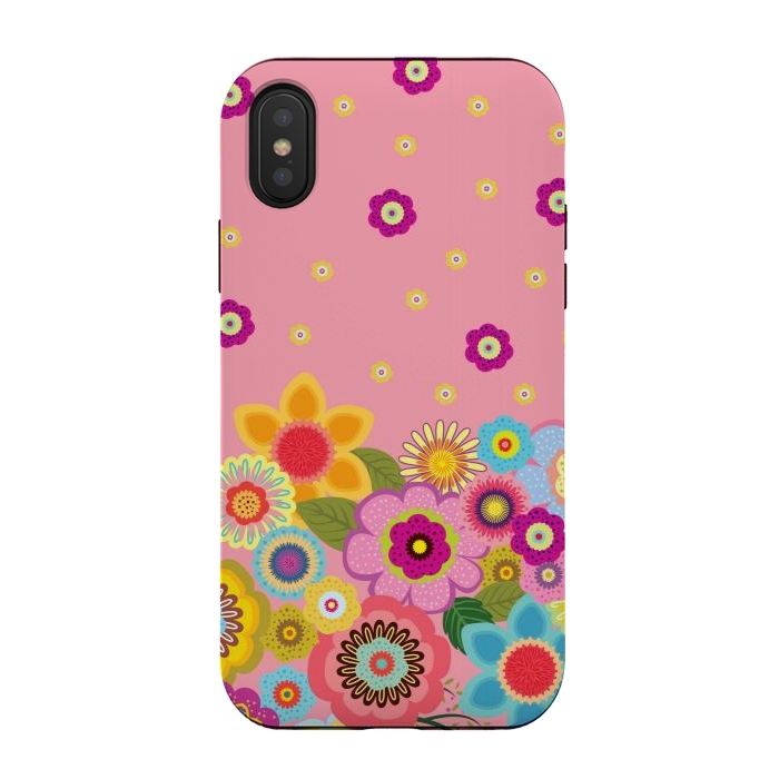iPhone Xs / X StrongFit assorted spring flowers by ArtsCase