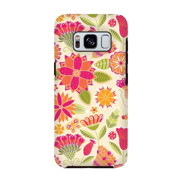 Galaxy S8 StrongFit geometric colored flowers by ArtsCase