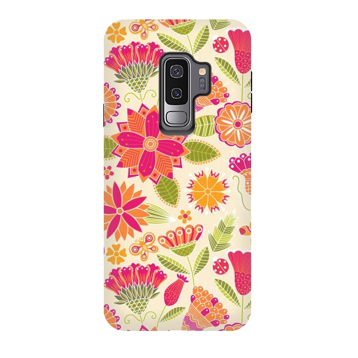 Galaxy S9 plus StrongFit geometric colored flowers by ArtsCase