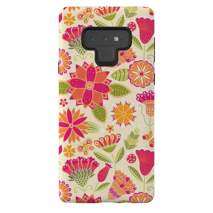 Galaxy Note 9 StrongFit geometric colored flowers by ArtsCase