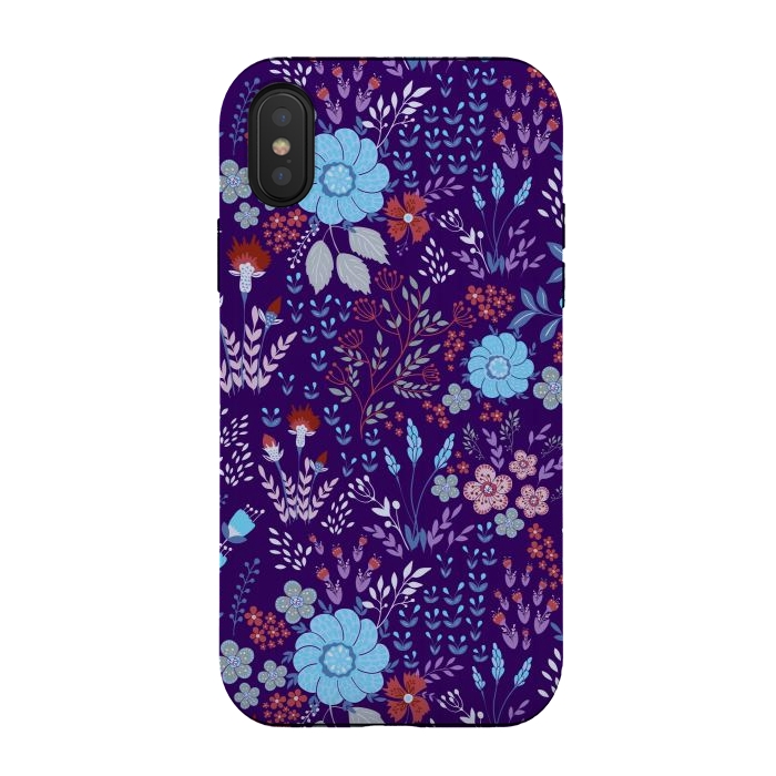 iPhone Xs / X StrongFit tiny flowers in cold colors by ArtsCase