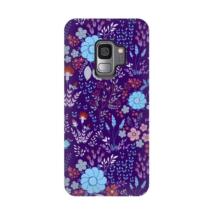 Galaxy S9 StrongFit tiny flowers in cold colors by ArtsCase