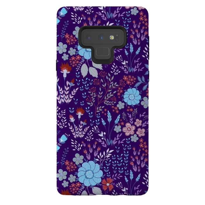 Galaxy Note 9 StrongFit tiny flowers in cold colors by ArtsCase