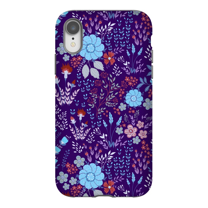 iPhone Xr StrongFit tiny flowers in cold colors by ArtsCase