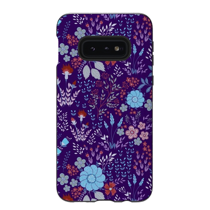 Galaxy S10e StrongFit tiny flowers in cold colors by ArtsCase