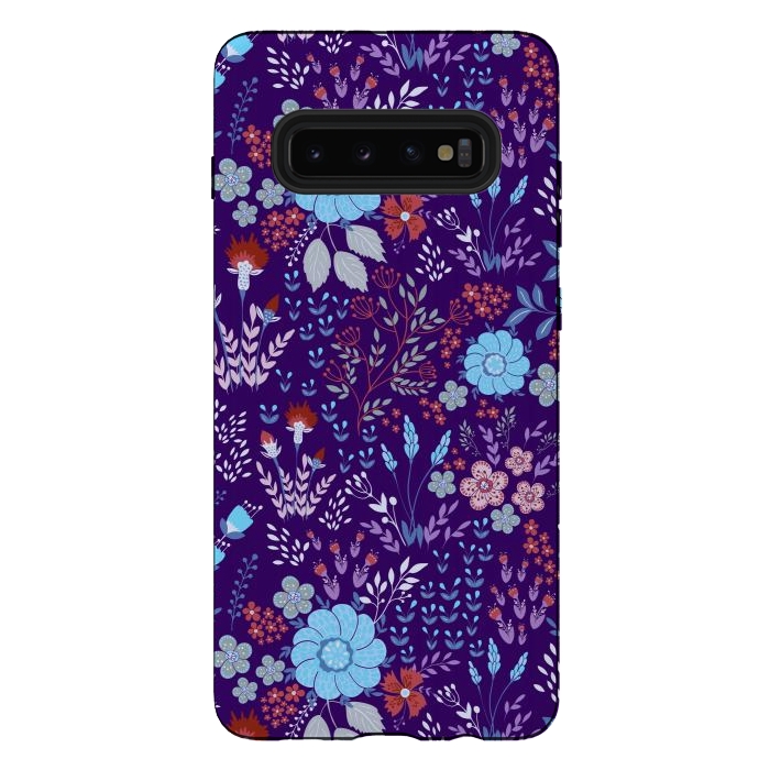 Galaxy S10 plus StrongFit tiny flowers in cold colors by ArtsCase