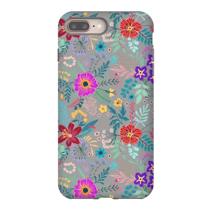 iPhone 7 plus StrongFit flower patterns on gray background by ArtsCase