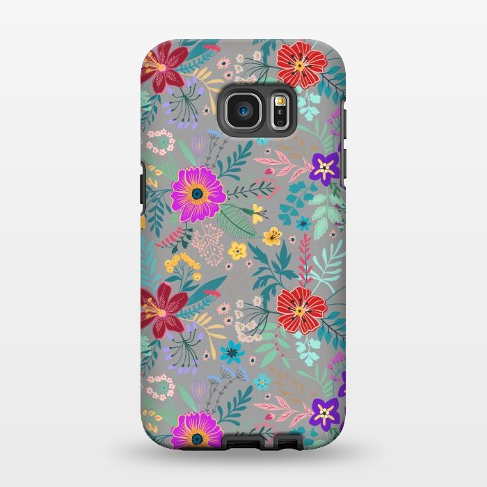 Galaxy S7 EDGE StrongFit flower patterns on gray background by ArtsCase