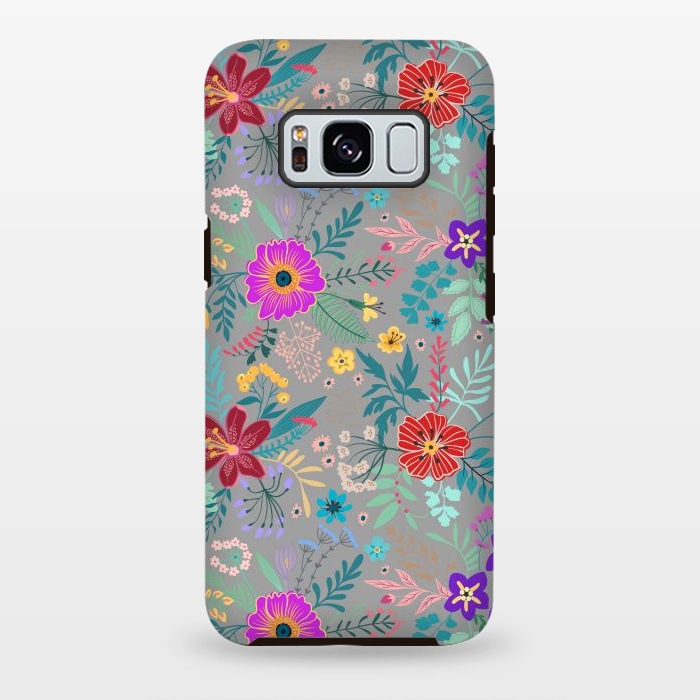 Galaxy S8 plus StrongFit flower patterns on gray background by ArtsCase