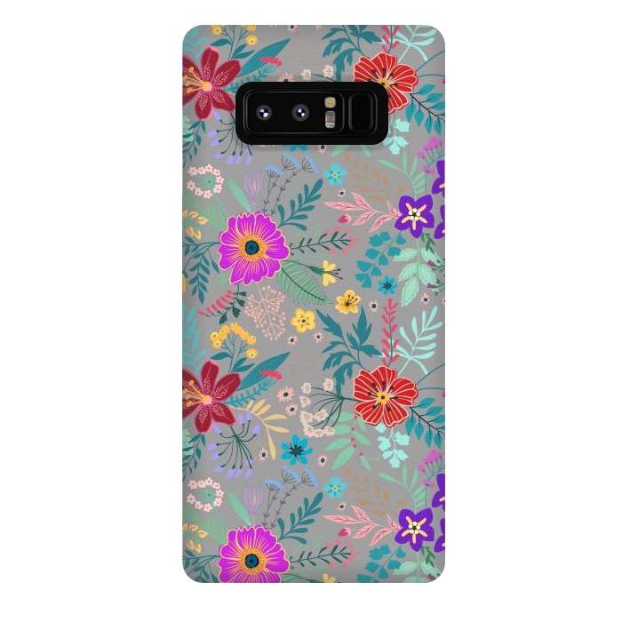 Galaxy Note 8 StrongFit flower patterns on gray background by ArtsCase
