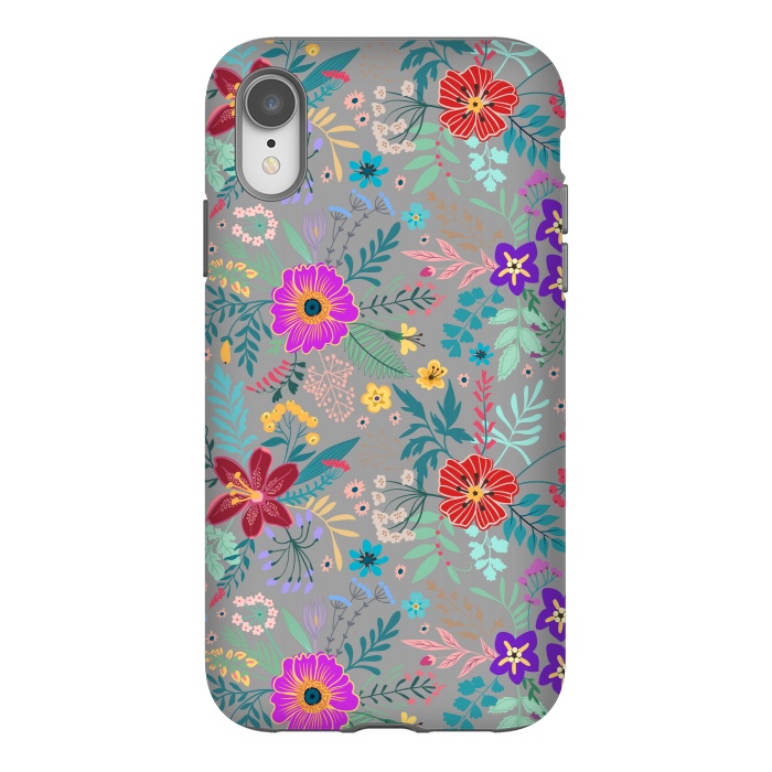 iPhone Xr StrongFit flower patterns on gray background by ArtsCase