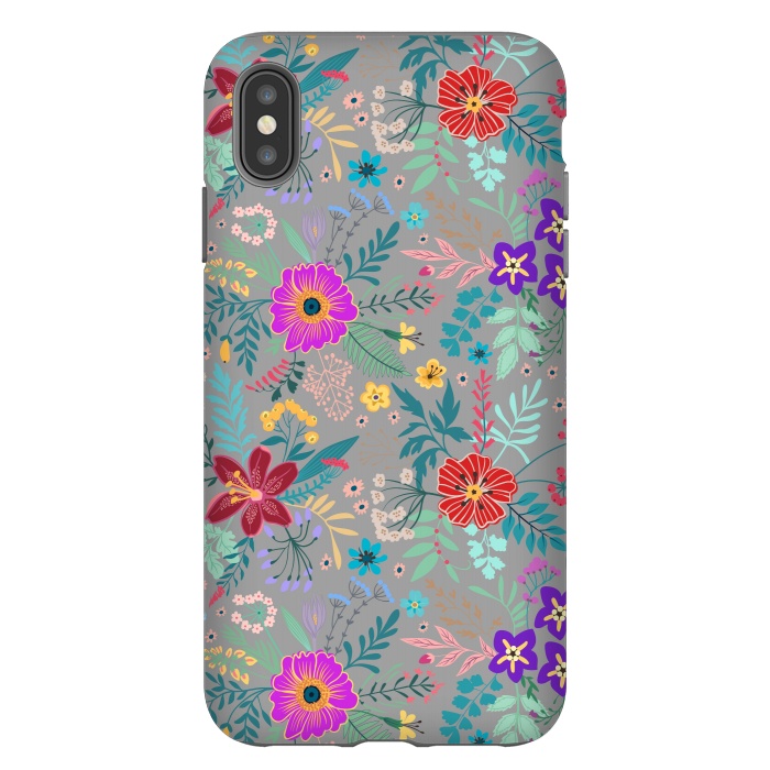 iPhone Xs Max StrongFit flower patterns on gray background by ArtsCase