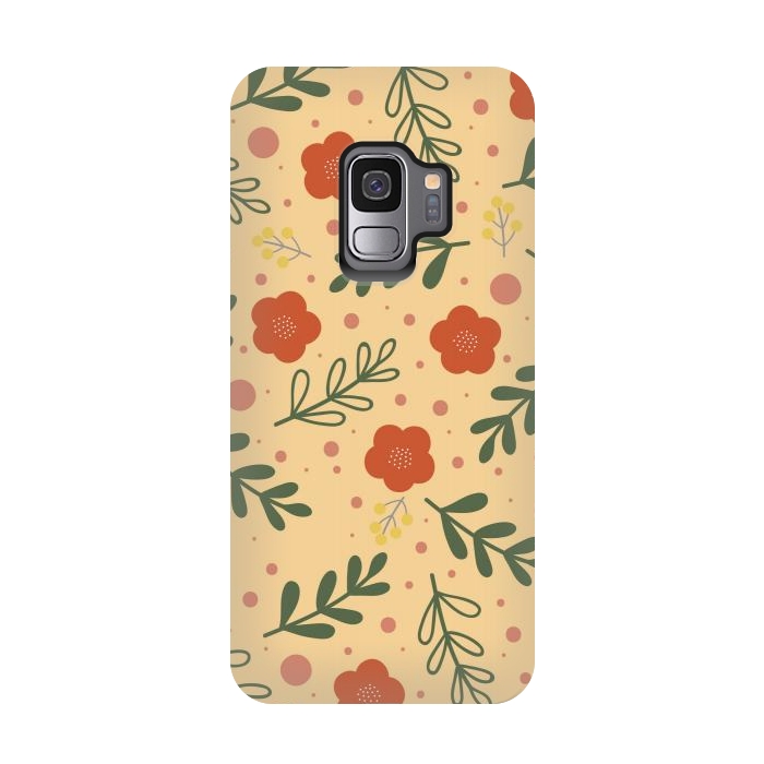 Galaxy S9 StrongFit orange flowers for october by ArtsCase