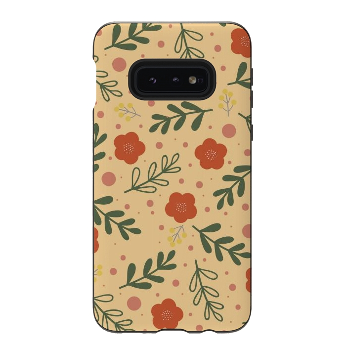 Galaxy S10e StrongFit orange flowers for october by ArtsCase