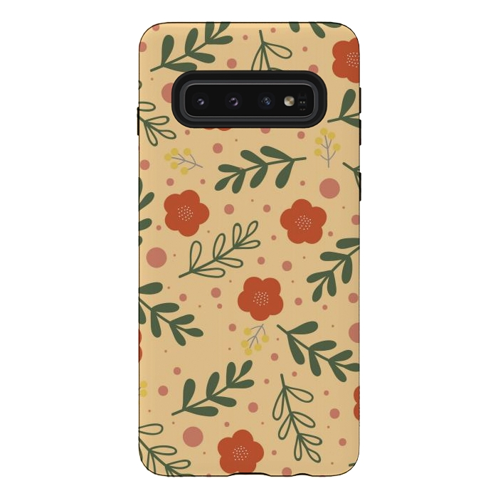 Galaxy S10 StrongFit orange flowers for october by ArtsCase