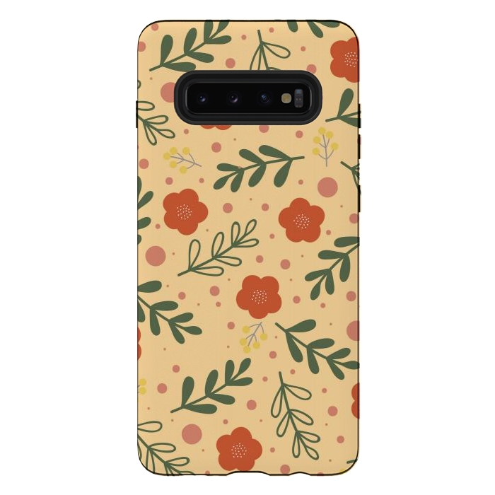 Galaxy S10 plus StrongFit orange flowers for october by ArtsCase