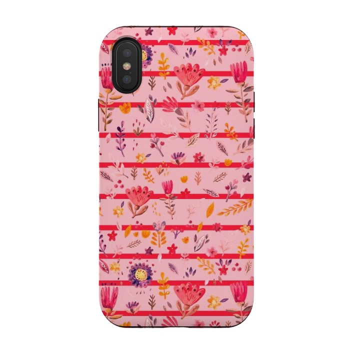 iPhone Xs / X StrongFit stripes vs flowers for autumn by ArtsCase