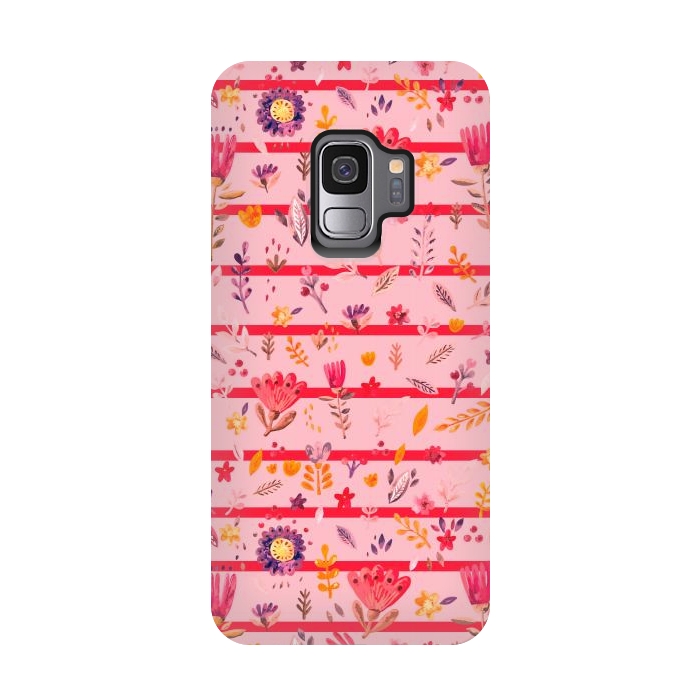 Galaxy S9 StrongFit stripes vs flowers for autumn by ArtsCase