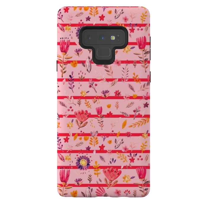 Galaxy Note 9 StrongFit stripes vs flowers for autumn by ArtsCase